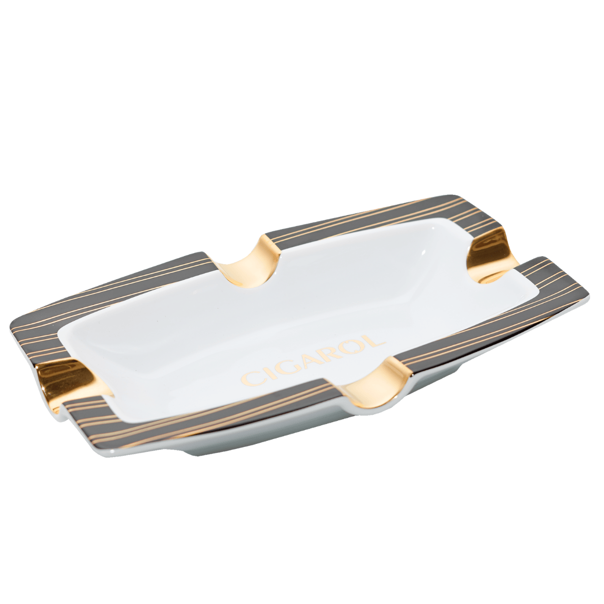 cenicero blanco con dorado 2 plazas cigarol