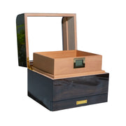 Humidor para 50 a 75 Habanos con Tapa de Plexiglás y Gavetas