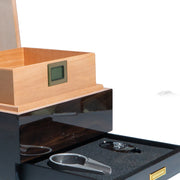 Humidor para 50 a 75 Habanos con Tapa de Plexiglás y Gavetas