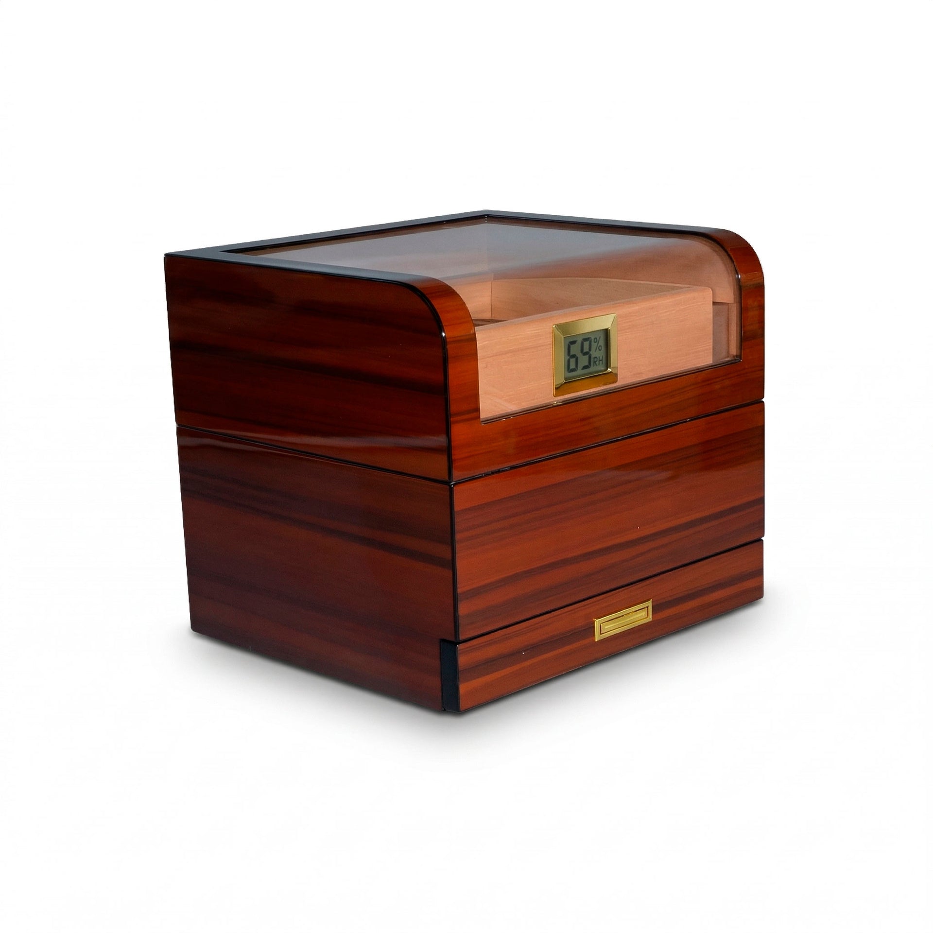 Humidor para 50 a 75 Habanos con Tapa de Plexiglás y Gavetas