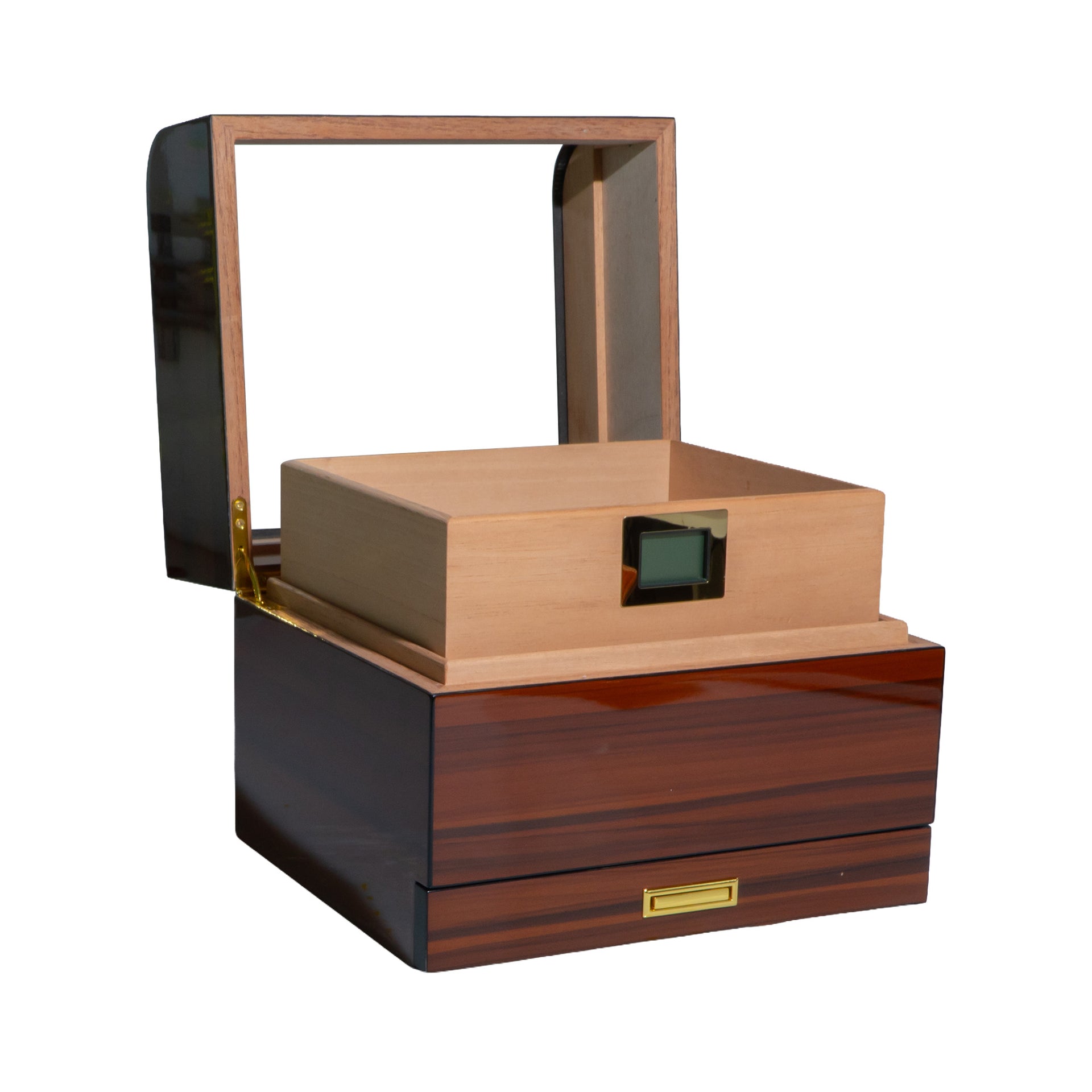 Humidor para 50 a 75 Habanos con Tapa de Plexiglás y Gavetas