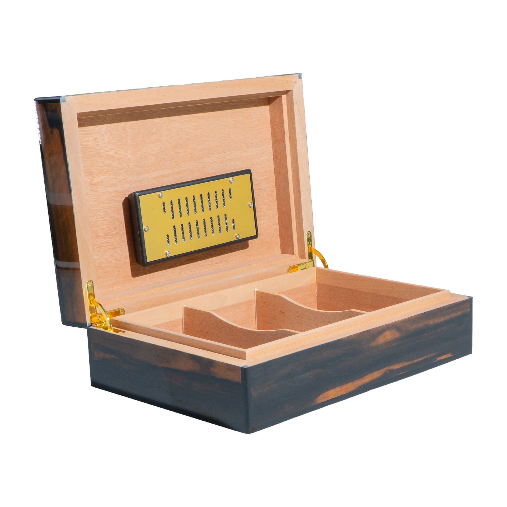 Humidor Artesanal para 40 a 50 Habanos en Madera con Detalle en Ébano