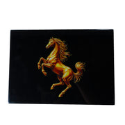 Humidor artesanal color negro para 75 habanos con diseño de caballo