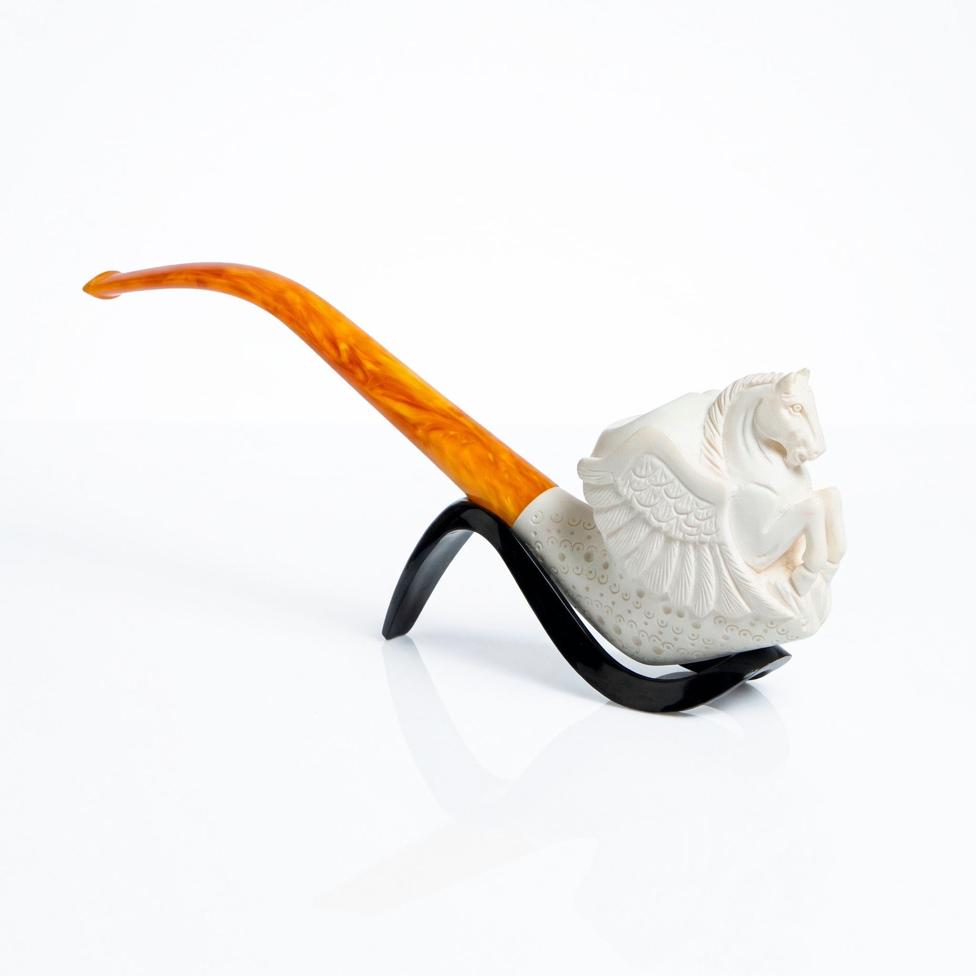 Pipa espuma de mar Grifo alado y decoraciones semi curva