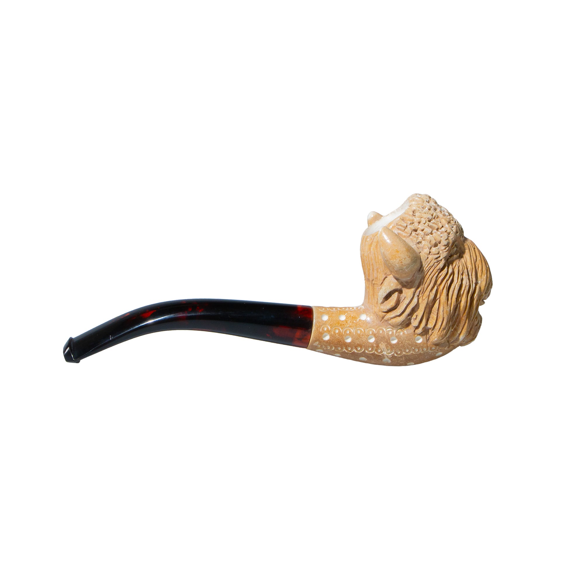 Pipa espuma de mar Cabeza de Bisonte semi curva