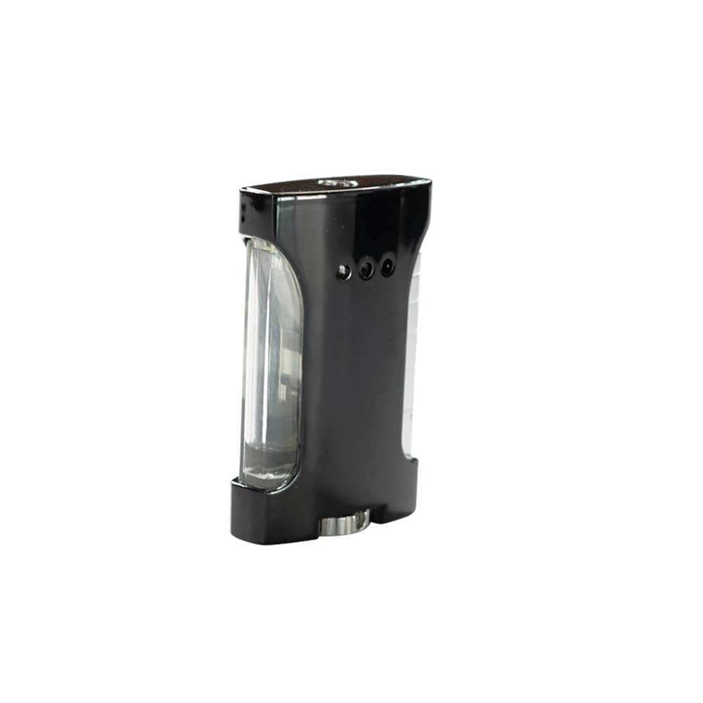 Encendedor metálico con ventana de tanque una sola flama marca Lumo negro