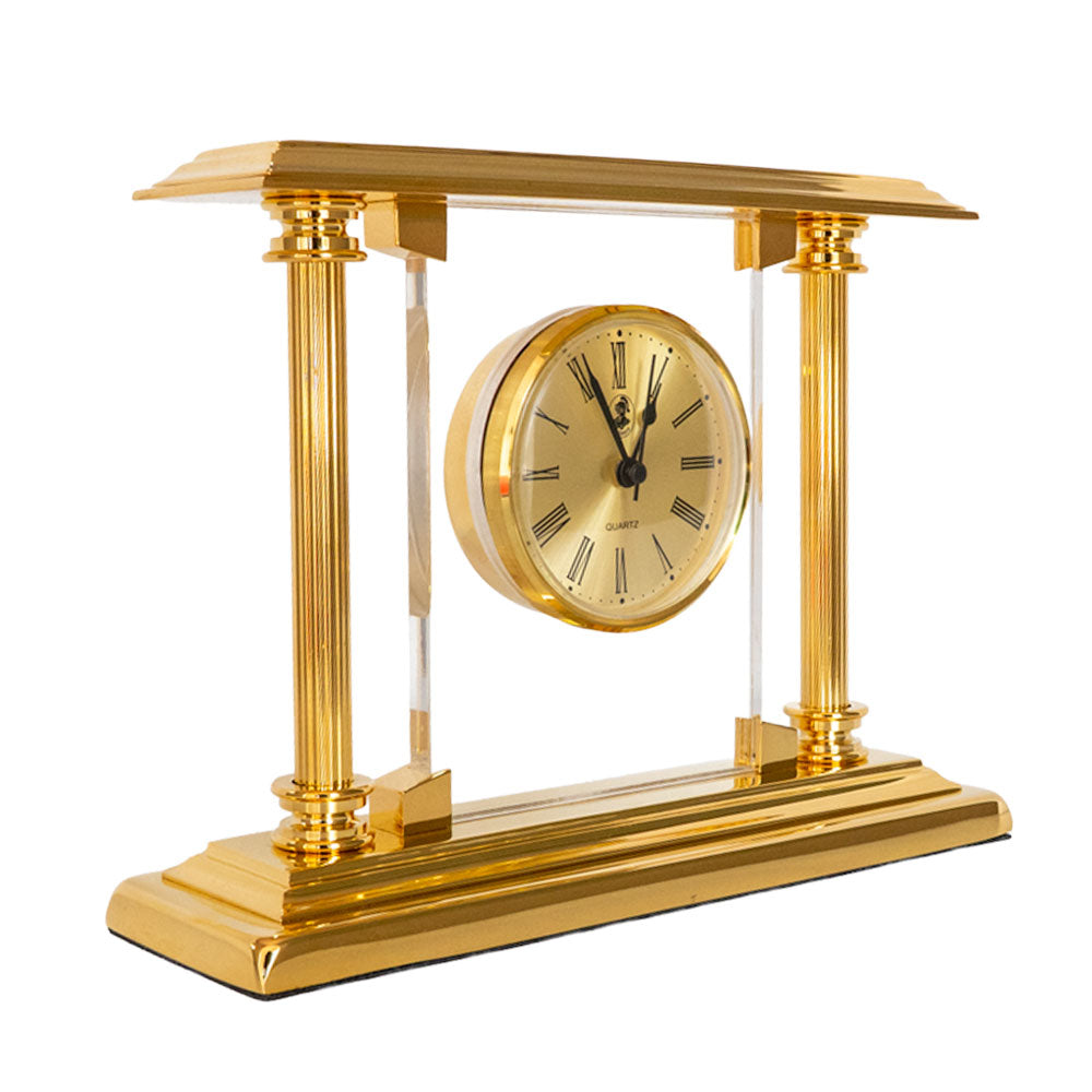 Reloj de escritorio chapa de oro y cristal Dupont