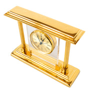 Reloj de escritorio Dupont en chapa de oro y cristal