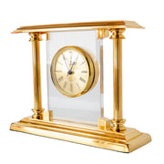 Reloj de escritorio Dupont en chapa de oro y cristal