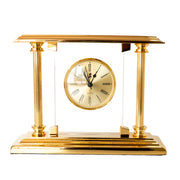 Reloj de escritorio Dupont en chapa de oro y cristal